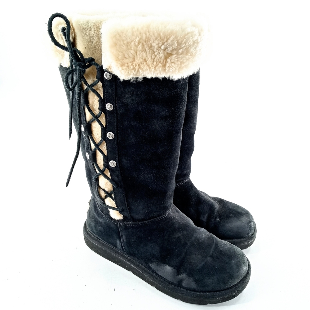 UGG Metropolitan Collection Upside Lace-up‎ Black Suede Boots
